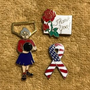 Lot of 2 Vintage Pins; 1 Pendant #Bowling #Roses